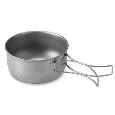 

400ML Titanium Bowl Super Lightweight Camping Bowl Portable Tableware Cooking Bowl with Folding Handle