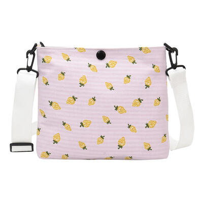 

Strawberry Print Shoulder Satchel Packs Canvas Women Large Crossbody Bags