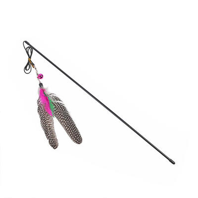 

Natural Pearl Feathers Teaser Cat Sticks Interactive Funny Pets Playing Toy