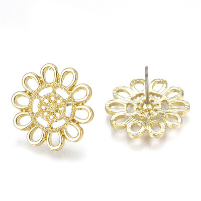 

Alloy Ear Studs with Steel Pins Flower Light Gold 20x195mm Pin 07mm