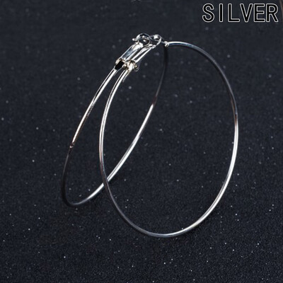 

Silver Gold Color Hoop Earring Fashion Basic Free Earing Jewelry Minimalist Vintage Big Round Earrings for Women