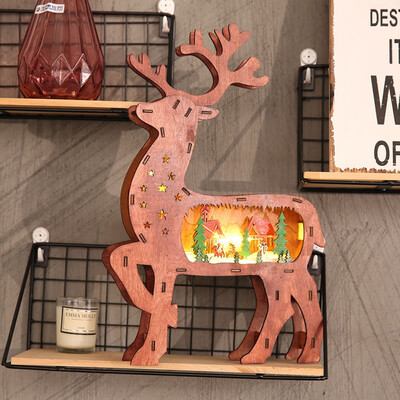 

〖Follure〗Christmas LED Lights Wooden House Ornaments Holiday Room Decoration Xmas Lamp