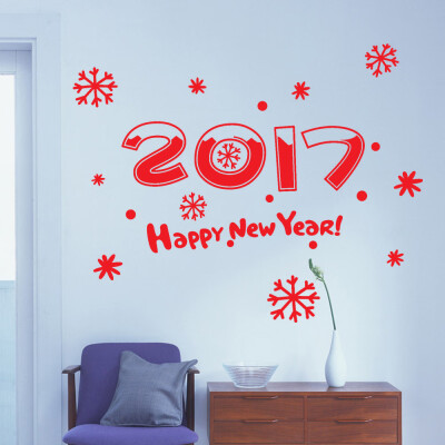 

Gobestart New Year 2017 Merry Christmas Wall Sticker Home Shop Windows Decals Decor