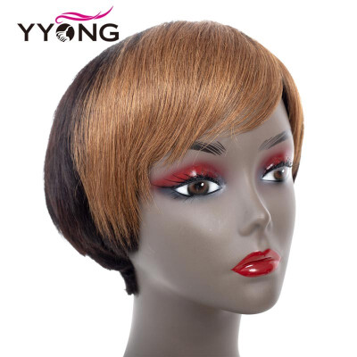 

YYONG T1B30 Ombre Short Wigs For Black Women Bob Wig Brazilian Hair Straight Weave Wigs For Party Human Hair Wigs