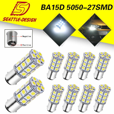 

10x Pure White BA15D 5050 27SMD RV Marine Boat Trailer LED Light bulbs 1142