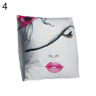 

Double-sided Print Beauty Head Portrait Pillow Case Cushion Cover Sofa Car Decor