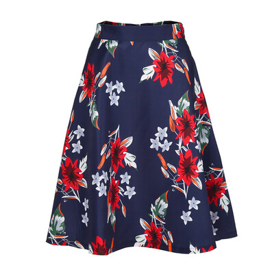 

Roseonmyhand Womens Ladies Vintage Summer Floral Print High Waist Skater Skirt Mini Skirt