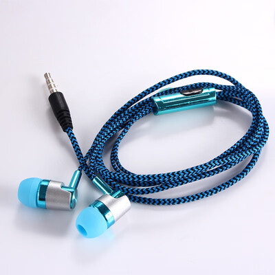

MP3mp4 Roping Stereo 35mm Subwoofer In Ear Earbud 12M Reflective Fiber Cloth Line Metal Earphone