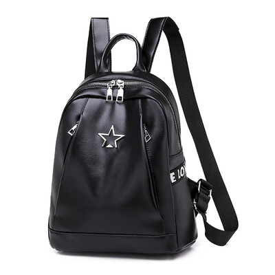 

Double shoulder bag trendy Korean version fashion women leisure pu soft leather small backpack travel schoolbag