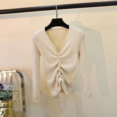 

Ladies Sexy Off Shoulder Long Sleeve Blouse Tops Drawstring Slim Autumn Sweater