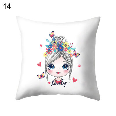 

Lovely Cartoon Girl Pillow Case Cushion Cover Sofa Bed Car Cafe Office Decor