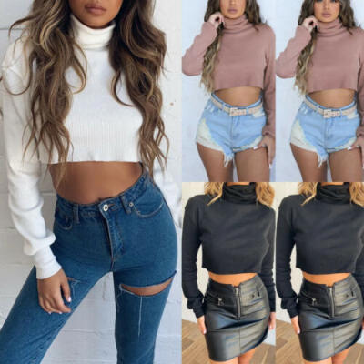 

Fashion Womens Sweatshirt Knitwear Turtleneck Sweater Slim Pullover Jumper Tops