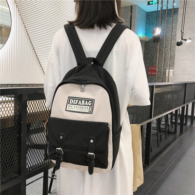 

Schoolbag female Korean high school ulzzang college student backpack contrast Harajuku casual bag ins wind junior high school back