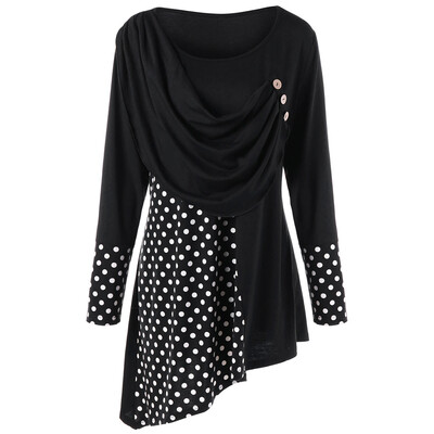 

Plus Size Polka Dot Ruched Asymmetric Top