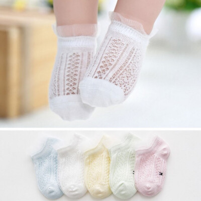 

5 Pair Baby Girls boys Anti-slip Cotton Lace Socks Set Mesh Breathable Thin Cotton Girls Socks