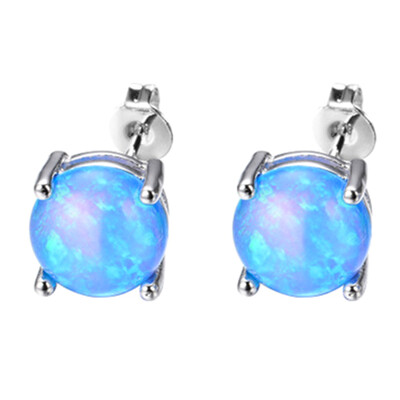 

Four-Claw Stud Earrings for Women Fashion WhiteBluePinkPurple Fire Opal Earrings Wedding Jewelry Earring