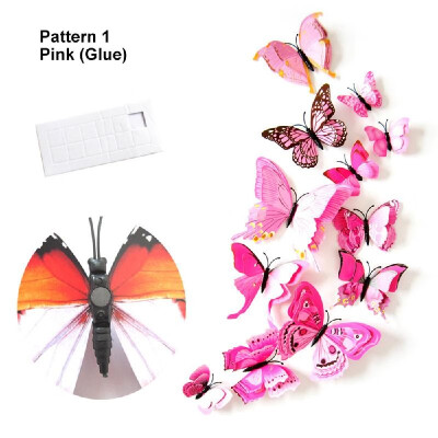 

24pcs Multicolor Double Layer Wings 3D Butterfly Wall Sticker PVC Butterflies Party Bedroom Fridge Decor