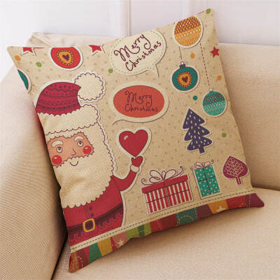 

Gobestart New Christmas Cotton Linen Pillow Case Sofa Cushion Cover Home Decor