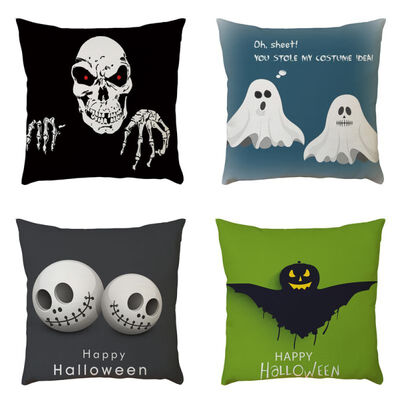 

4PCS Halloween Decorative Pillowcase Soft Material Throw Pillow Covers Cushion Covers 4545cm Home Living Room Decoration
