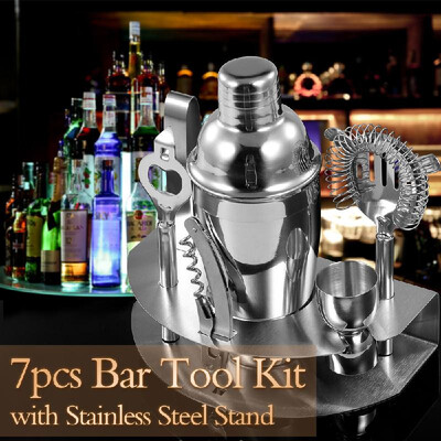 

7pcs Bar Tool Cocktail Shaker Stainless Steel Stand Bartender Kit Jigger Opener Shaker Tong Drink Mixing for Parties Bar