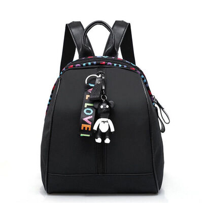 

2018 New Style Fashion Women Girl Black Backpack Travel Nylon Solid Zipper Rucksack Shoulder School Bag New