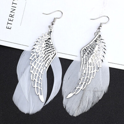 

Elegant Angel Wing Dangle Earrings Long White Feather Earring For Womens Fashion Punk Style Jewelry Accessories