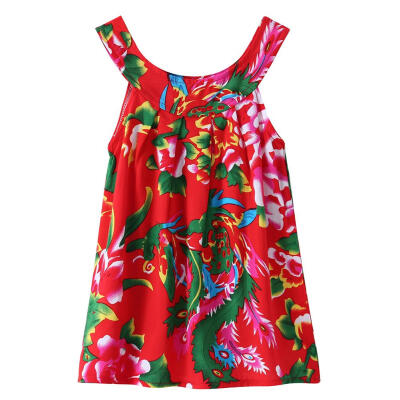 

2-6T Summer Chinese Style Personalized Floral Print Casual Girls Kids Dress