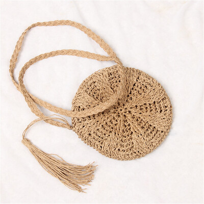

Women Cross Body Bag Round Circular Rattan Wicker Straw Woven Beach Basket Purse Summer Hollow Messenger Crossbody Bags