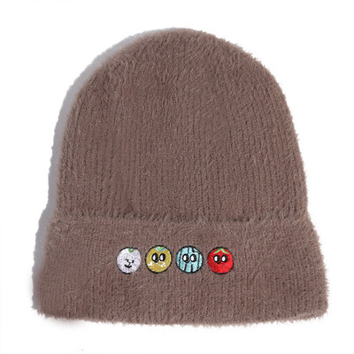

Womens wool hat autumn&winter knitted hat Korean version plus velvet plus thick hat Japanese small fresh student warm hat