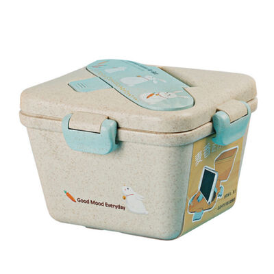 

Japanese Style Square Wheat Straw Thermal Insulation Lunch Container Microwave Oven Student Sushi Dinner Box Fashion Sealed
