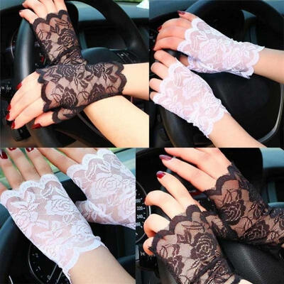 

Women Lace Sunscreen Fingerless Gloves Driving Drive Gloves Anti-UV Party Gloves