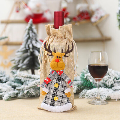 

Gobestart Merry Christmas Santa Wine Bottle Bag Cover Xmas Festival Party Table Decor Gift