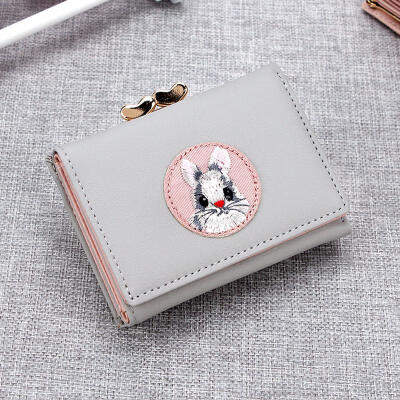 

New Creative Ladies Coin Purse Cute Animal Prints Cloth Stickers Wallet Simple Multi-card Short Women Hasp Wallet