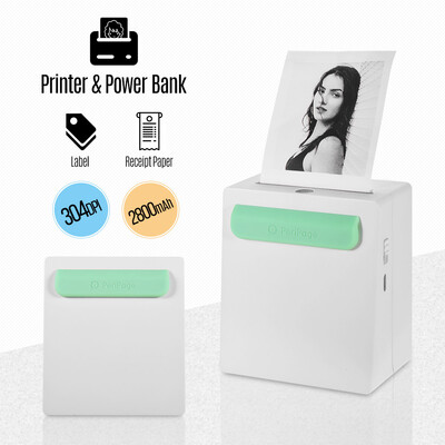 

PeriPage A8 Portable Mini Pocket Wireless BT Thermal Printer Power Bank Function Clip Design Receipt Label Memo Sticker AR Photo P