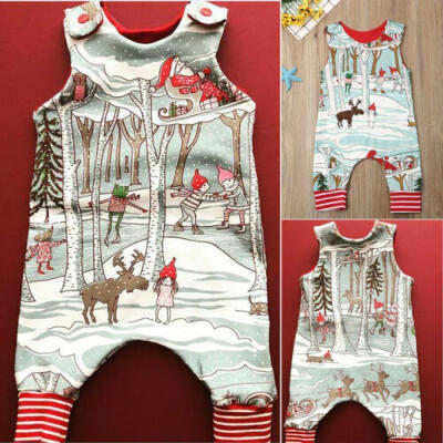 

Newborn Baby Girl Boy Christmas Costume Santa Romper Bodysuits Clothes Outfits