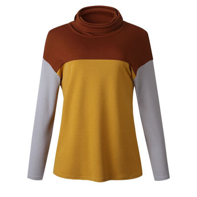 

Women Autumn Winter Turtleneck Knitted Sweater Fashion Patchwork Long-Sleeved Loose Sweaters Female Casual Bottom Tops 2019