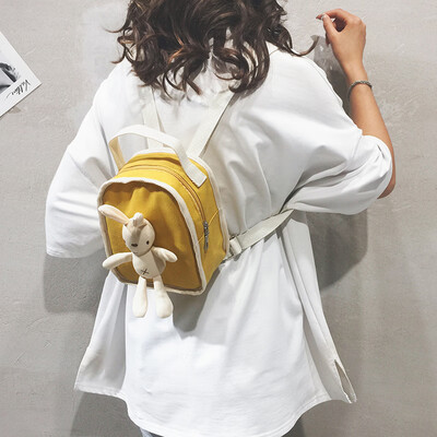

Mini canvas small backpack bag female 2019 new ins net red cute shoulder bag cartoon childrens student bag