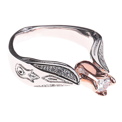 

Women Copper Jewelry White Zircon Engagement Wedding Bridal Ring