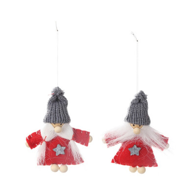 

Knitted Wooden Doll Christmas Pendants Decorative Hanging Ornaments Festive Season Indoor Party Favor 2pcs MC