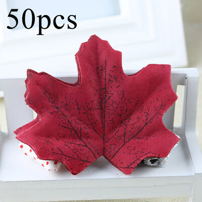 

50Artificial Fall Fake Silk Leaves Lovable Autumn Maple For Wedding Party Decor