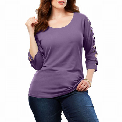 

Plus Size fat womens bottoming T-shirt autumn solid color long-sleeved shirt womens