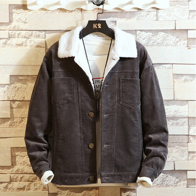 

Toponeto Mens New Winter Style Pure Corduroy Thickened Thermal Coat Fashion Casual Coat