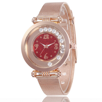 

Metal strap fashion ladies watch creative heart-shaped digital sand simple watch