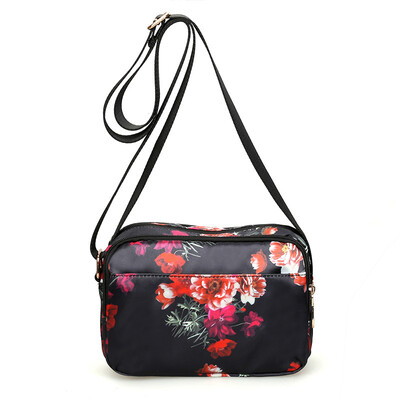 

Multi - layer printed canvas bag light middle - aged mother bag slanted bag mini bag womens bag