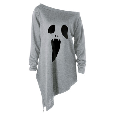 

Halloween Plus Size Skew Neck Graphic Asymmetric Sweatshirt