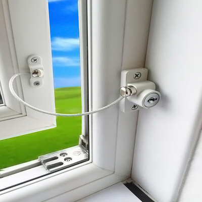 

Window Restrictor Safety Device Key Lock Child Safe 200mm Limit White