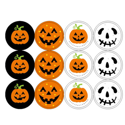 

120Pcs 3Cm Halloween Pumpkin Ghost Round Handmade Cake Packaging Sealing Label Kraft Sticker Baking Diy Gift Stickers