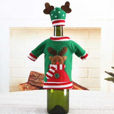 

FUNNYBUNNY Christmas Sweater Wine Bottle Cover Handmade Wine Bottle Sweater for Christmas Decorations Party Decorations