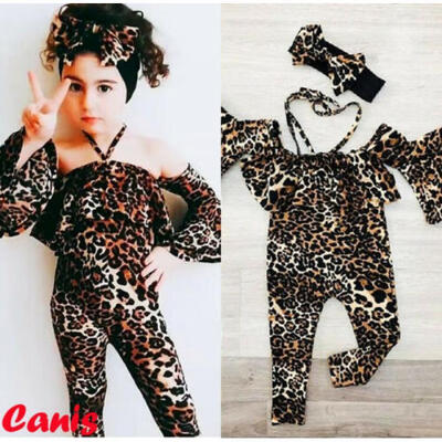 

USA Toddler Kids Girls Strap Leopard One Piece Romper Jumpsuit Playsuit Clothes