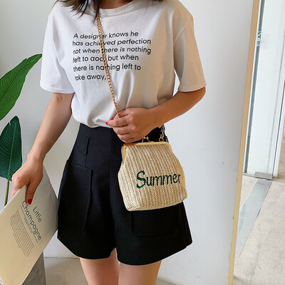 

Tailored Womens Fashion Embroidery Hasp Woven Shoulder Bag Solid Woven Bag Beach Bag